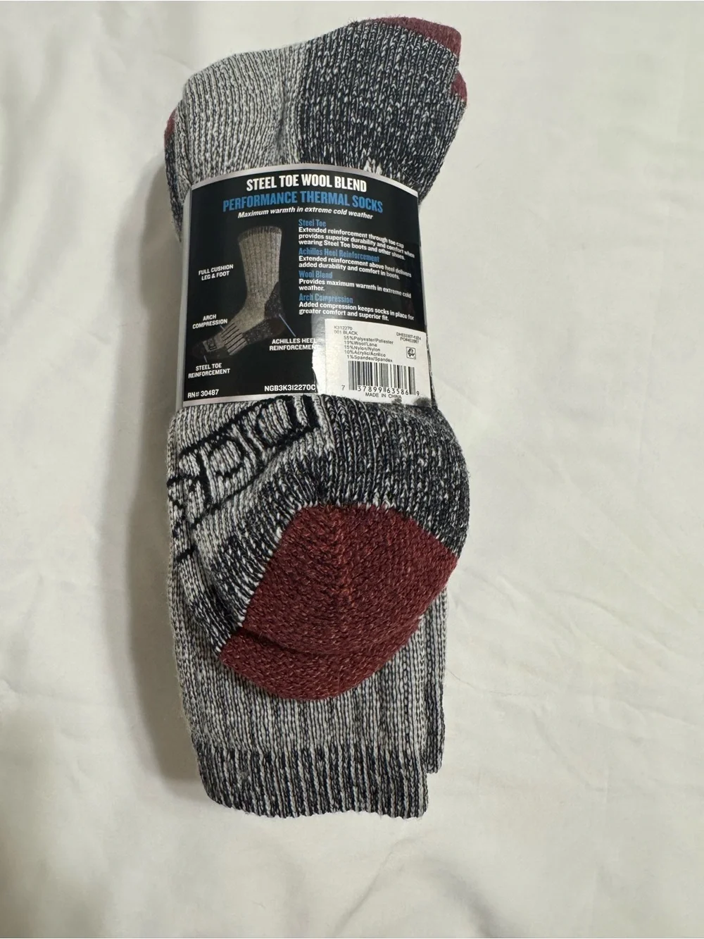 Dickies Men's Gray Marled Wool Blend Crew Socks - 3 Pack